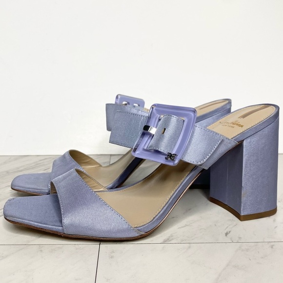 Sam Edelman Dalton Square Toe Blue Heeled Sandal 11M - Picture 1 of 14
